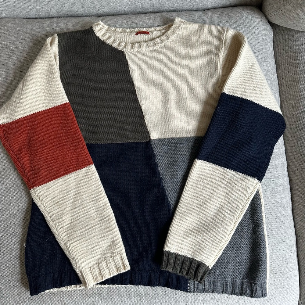 Barena Italian-Made Block Wool Knit Sweater, Women’s Size L
